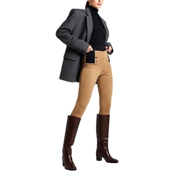 Tristan minimalist camel tan faux suede pull on old money mid rise leggings XS - Picture 3 of 15